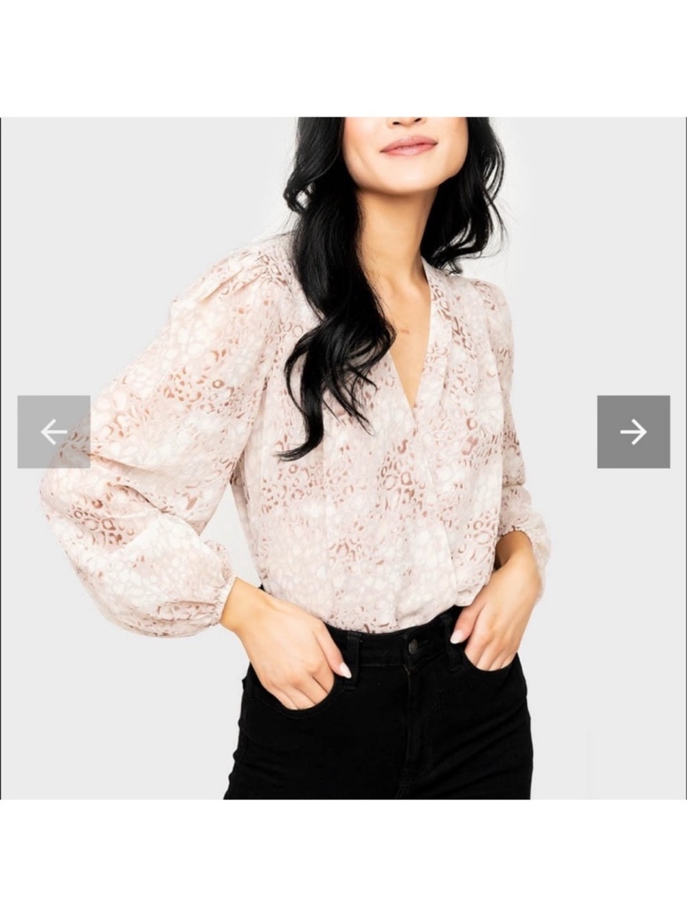 Gibsonlook Nordstrom Animal Print Surplice Blush Neutral Blouse Bodysuit. Size S